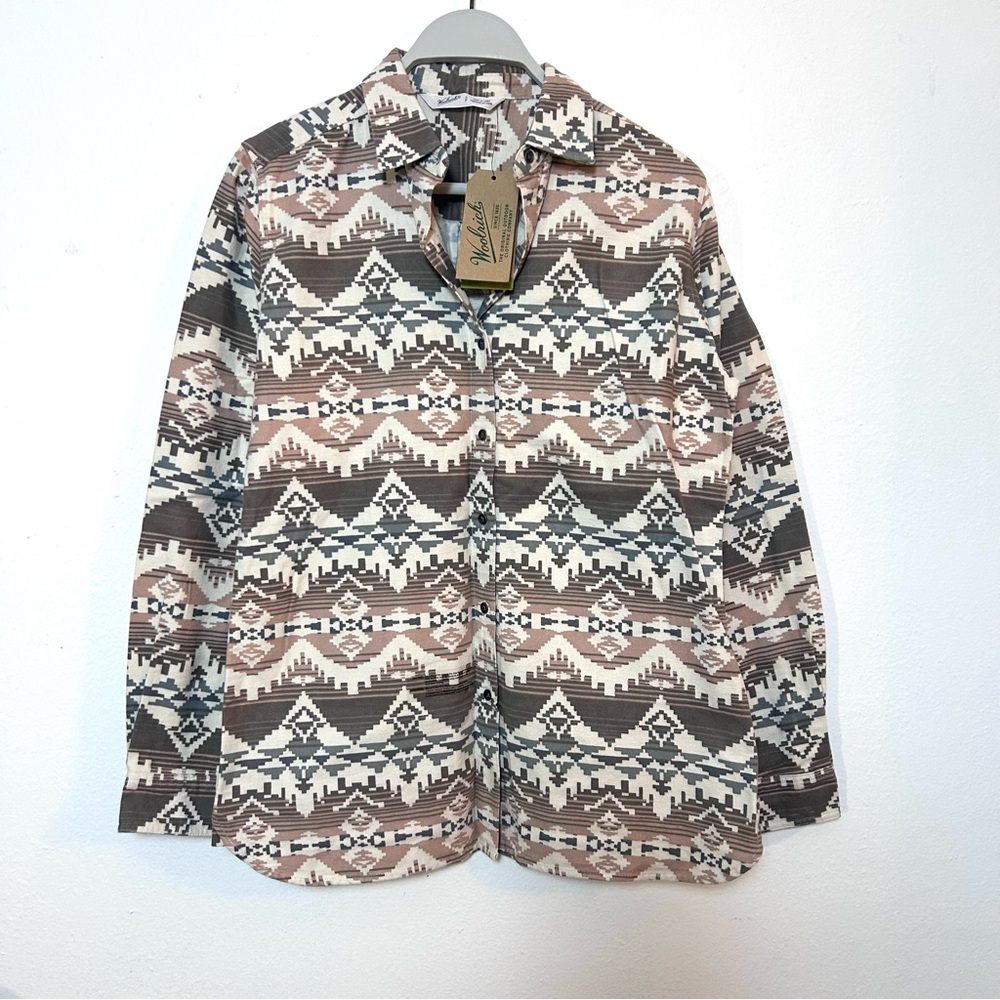 NWT Woolrich Southwestern Flannel Shirt Womens Button Front Keystone Aztec Small